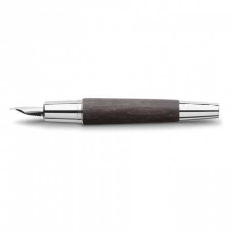 E-Motion Wood Fountain Pen with Chrome Metal Grip, Broad, Black